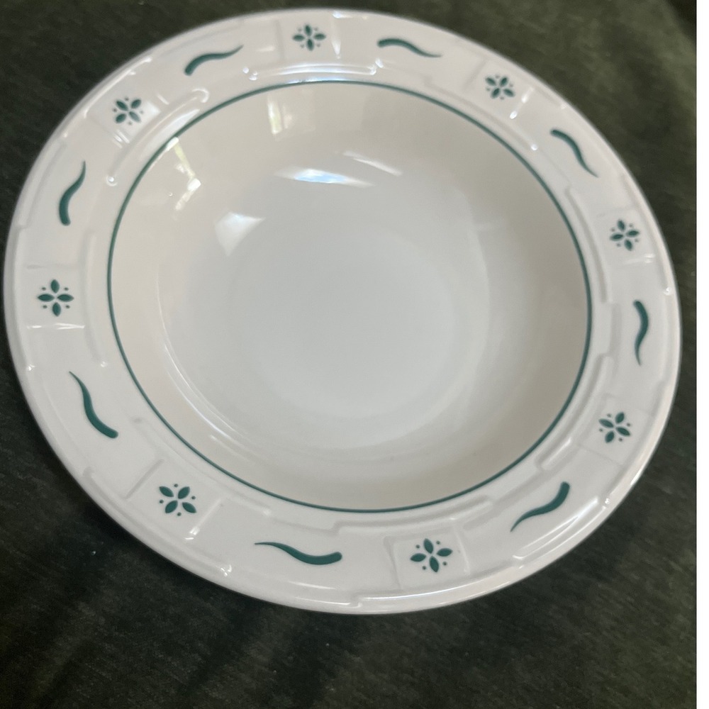 Longaberger Woven Traditions Green Rimmed Individual Pasta Bowl 9‎ 7/8" USA